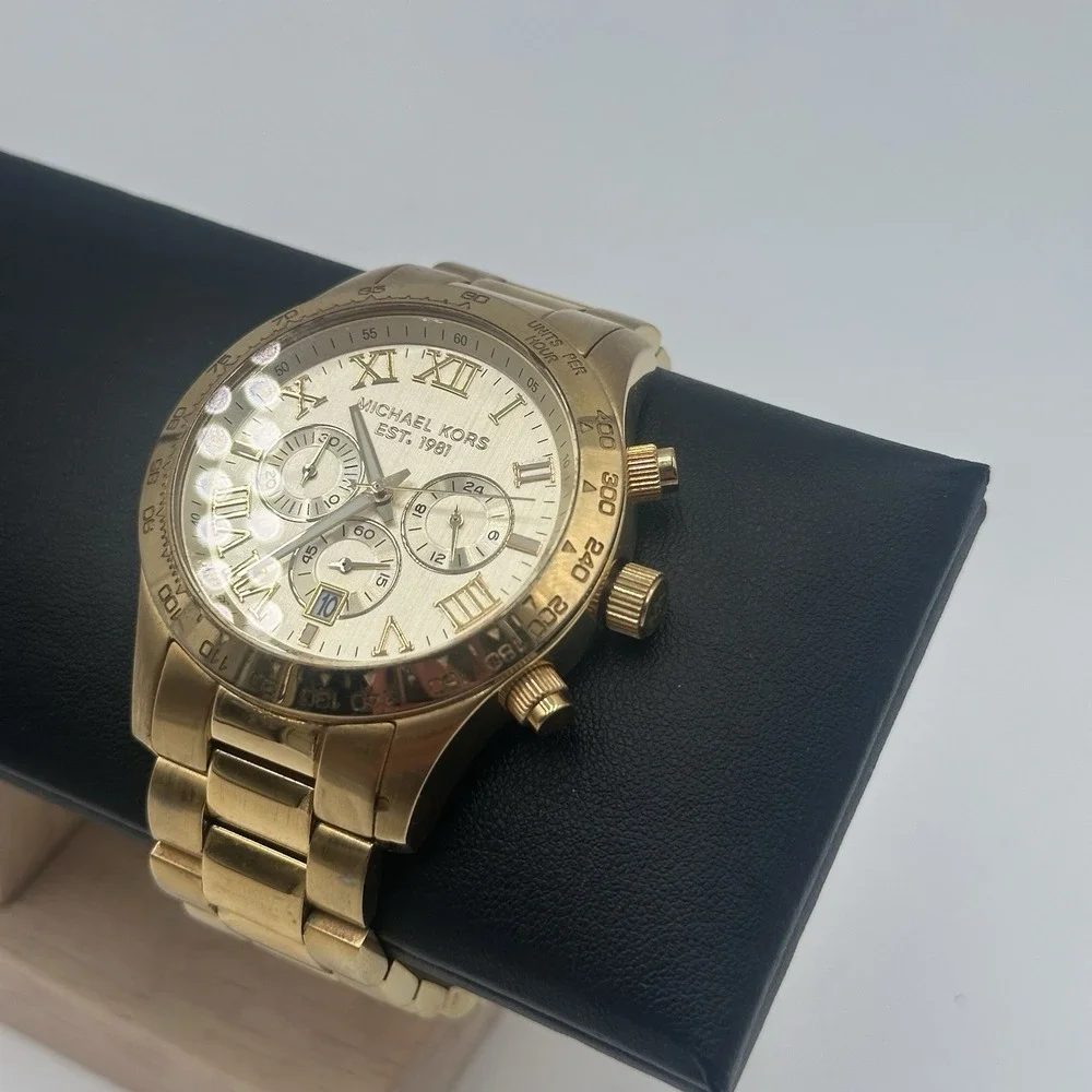 Michael Kors MK-8214 Gold Tone Chronograph Watch Stainless Steel Men's